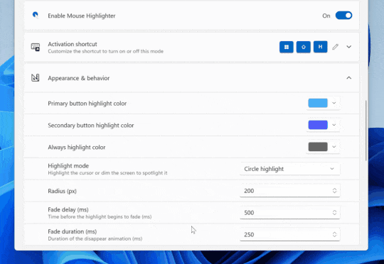 「マウス ユーティリティ」のマウスハイライターが強化