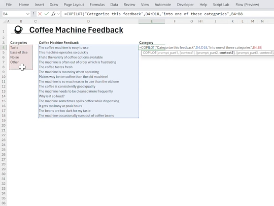 参照したセルのデータを、指定したカテゴリーに分類するプロンプトを数式に組み込む
