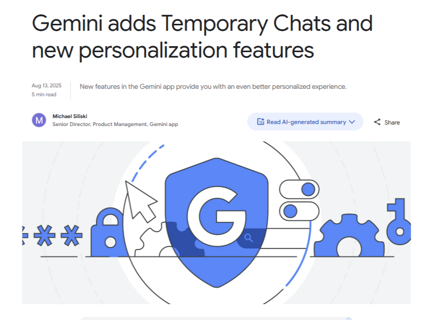 「Gemini」アプリに過去のチャット内容を参考にして回答するパーソナライズ機能が追加