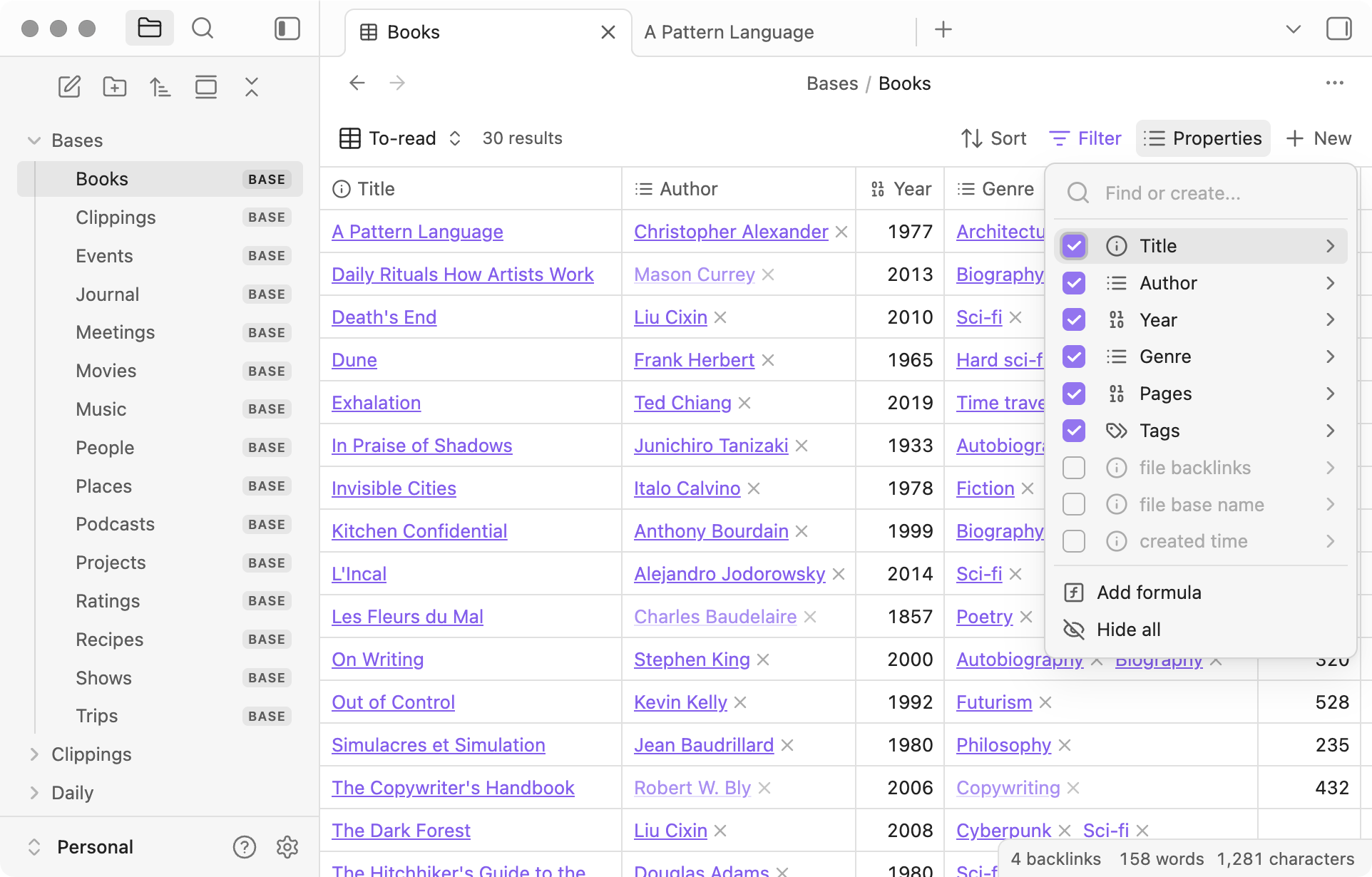 あらゆるメモを強力なデータベースへ変換できる新しいコアプラグイン「Bases」