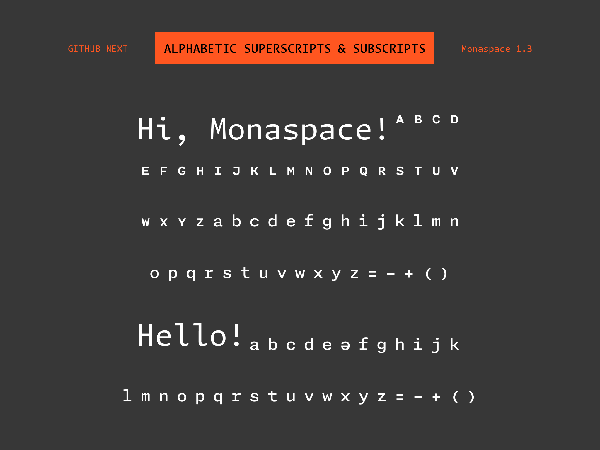 アルファベットの上付き文字・下付き文字
