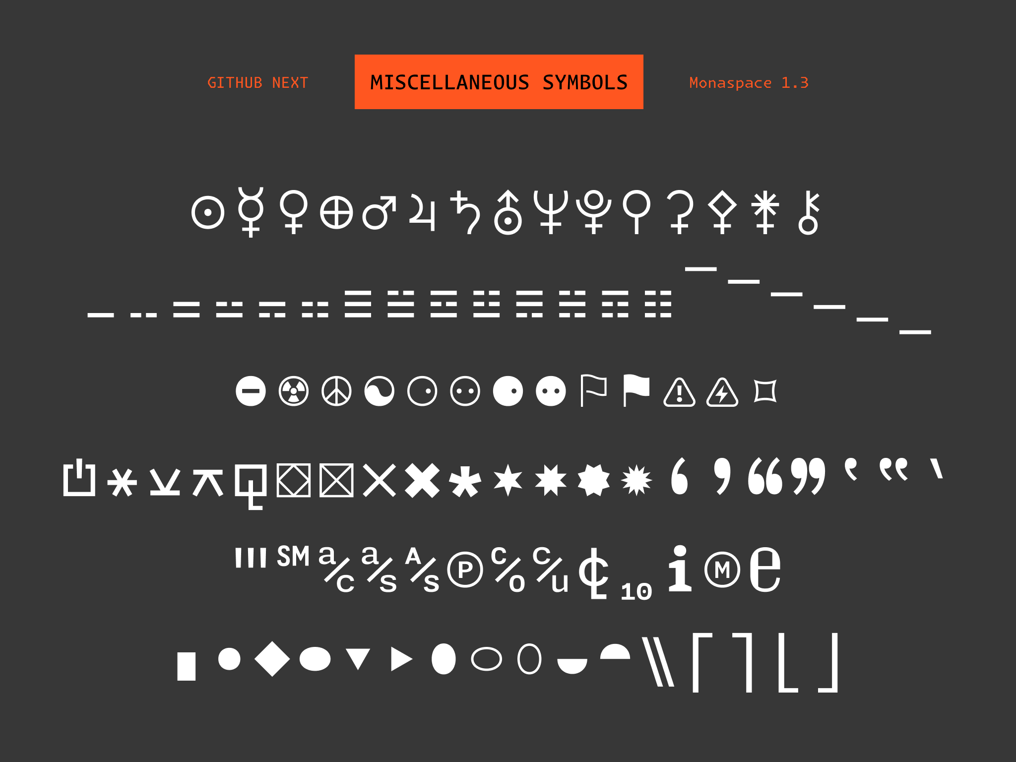 惑星や八卦など、さまざまな記号