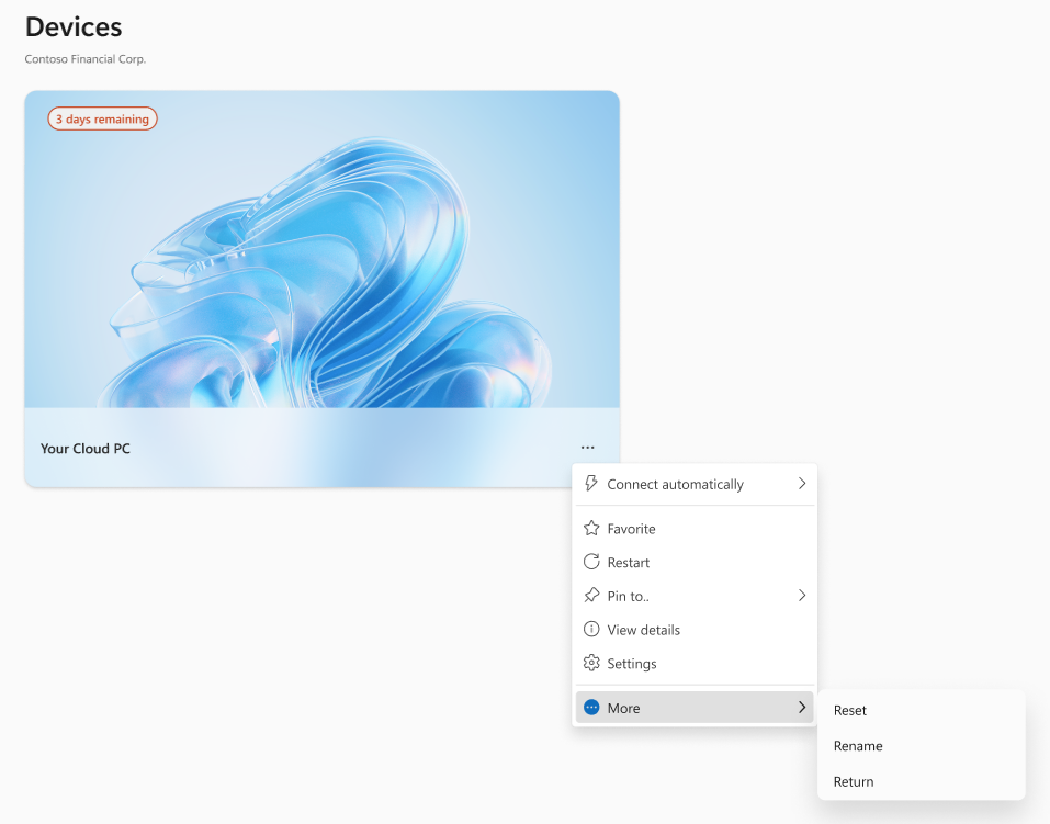 利用の残り時間が少なくなると、ユーザーに通知される。クラウドPCから切り替えれば、残り時間を節約できる