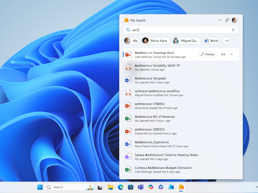 「Windows 11」のタスクバーから直接「Microsoft 365」の連絡先やファイル検索、カレンダーなどにアクセスできる「Microsoft 365 Companions」
