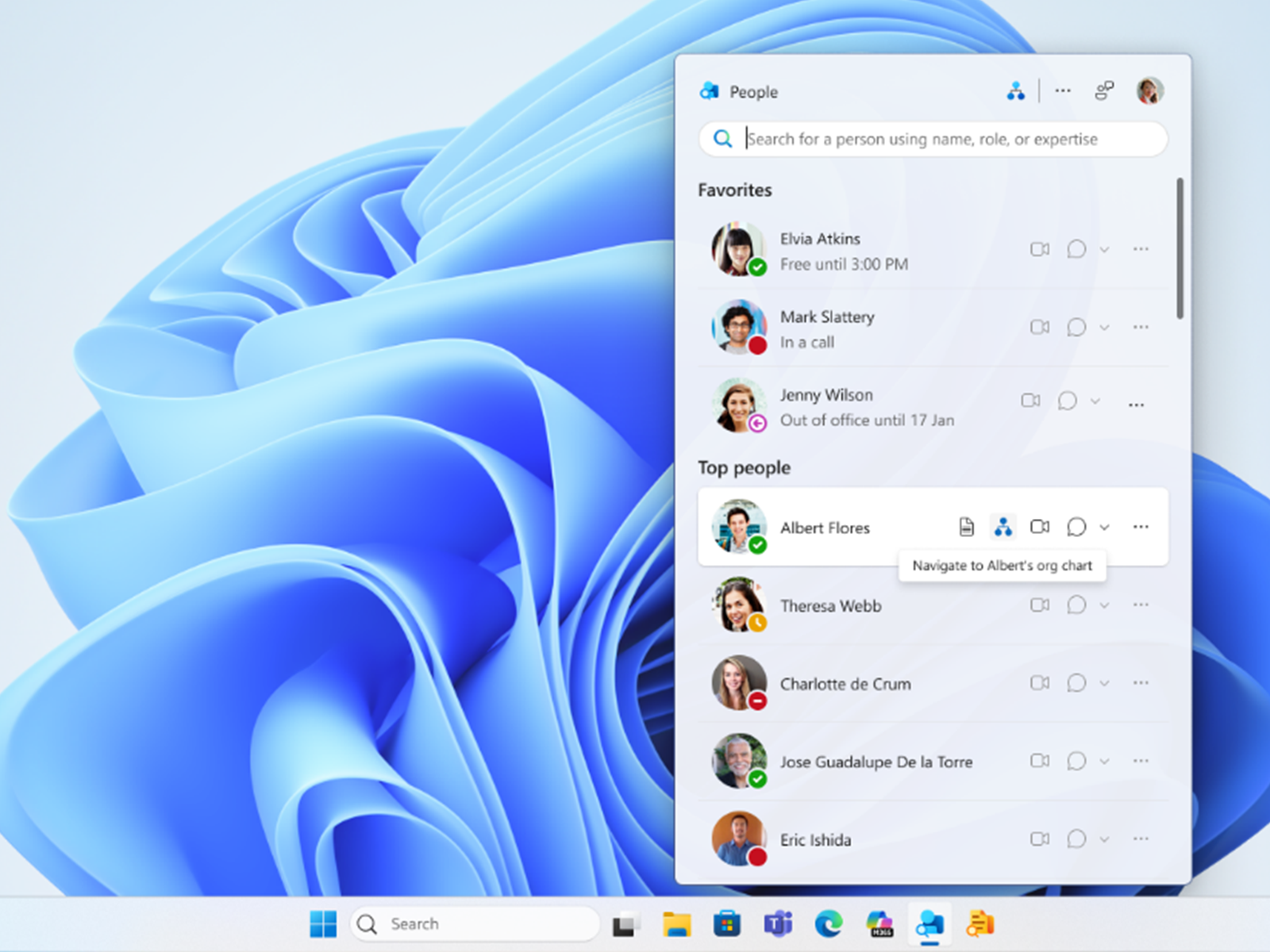 タスクバーから気軽に「Microsoft 365」の連絡先へアクセス