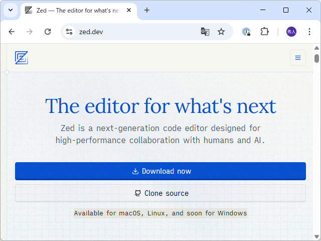 トップページには『Available for macOS, Linux, and soon for Windows』との文言