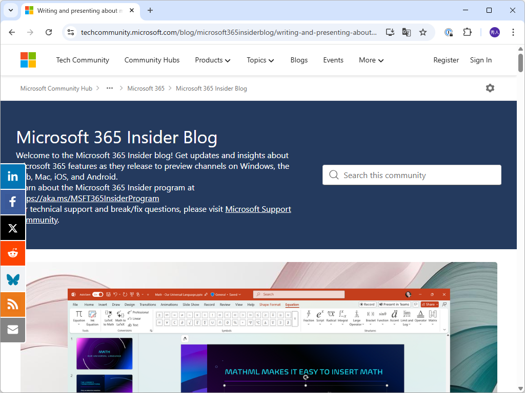 公式ブログ「Microsoft 365 Insider」