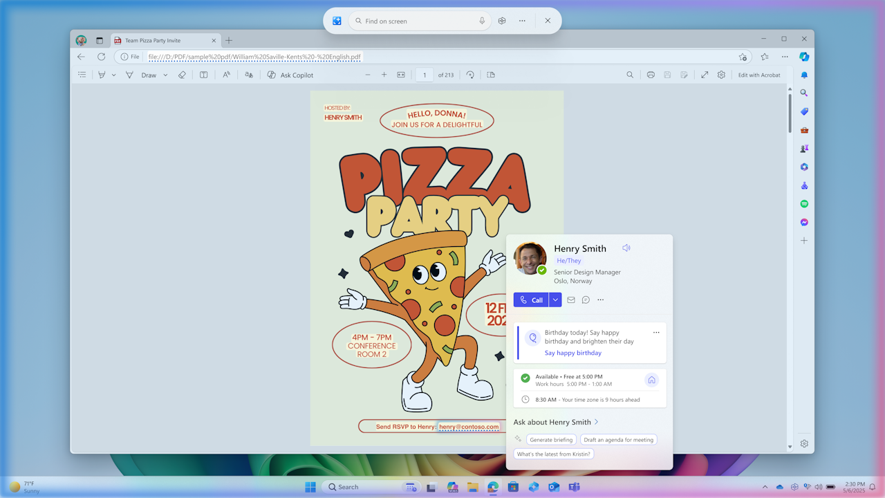 「Microsoft 365」のプロフィールカードを検索するアクション