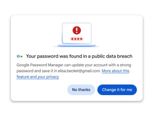 ユーザーが危険なパスワードを使用してWebサイトにサインインしたことを検出すると、AIが自動でパスワードを変更するように
