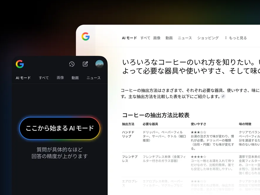 「Google 検索」の「AI モード」が日本語を含む5カ国語に追加対応
