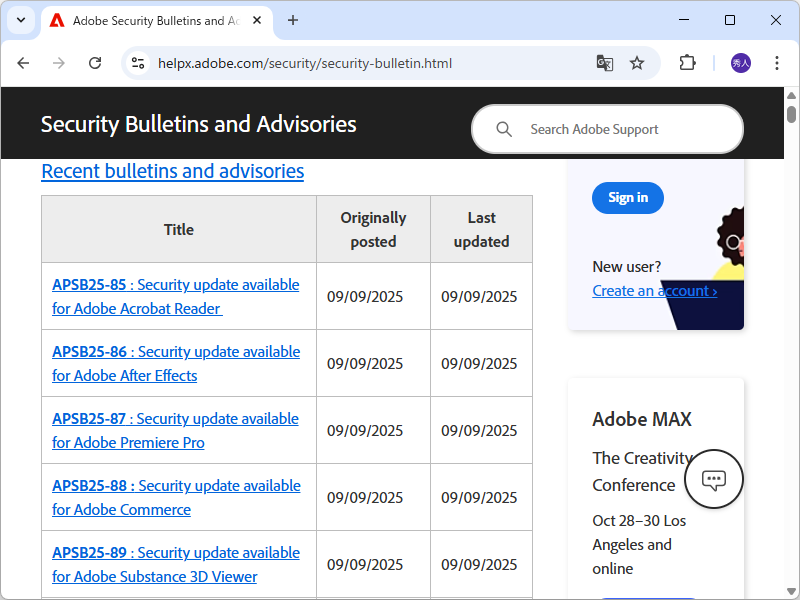 同社が公開したセキュリティ情報
