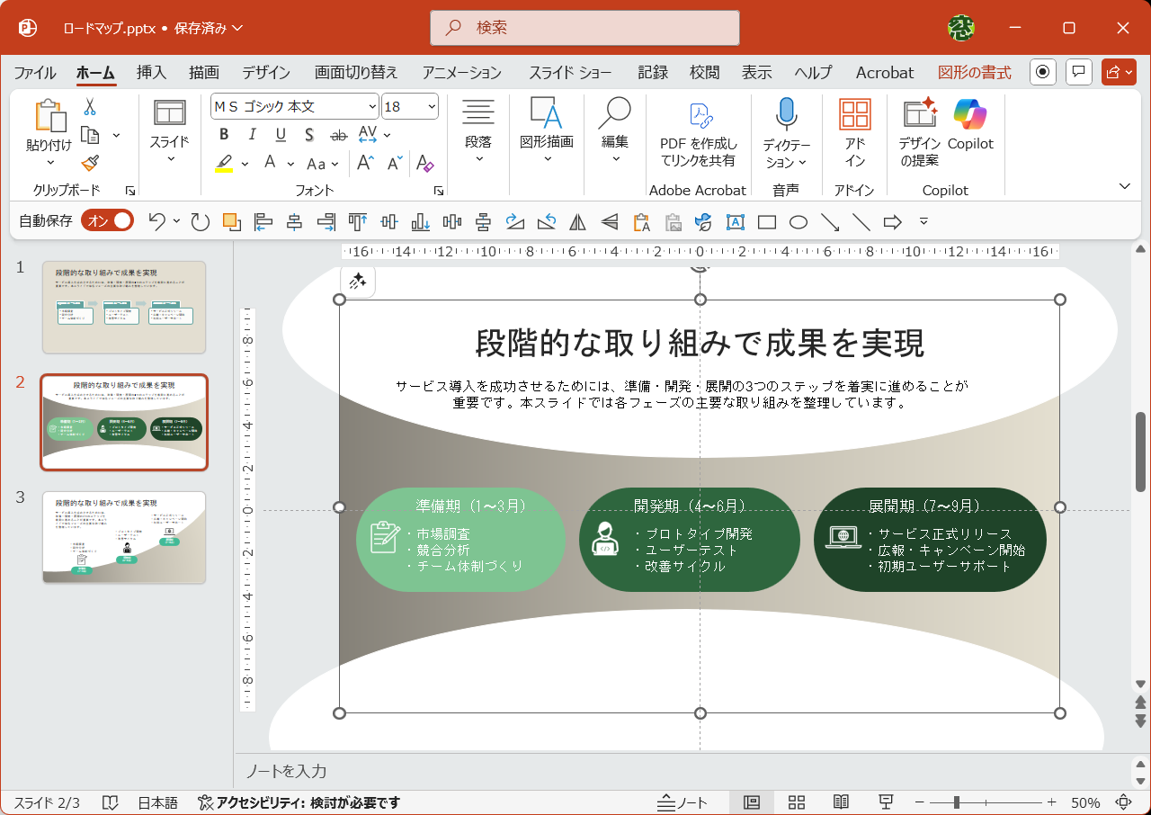 ロードマップをすっきり表現できる！」