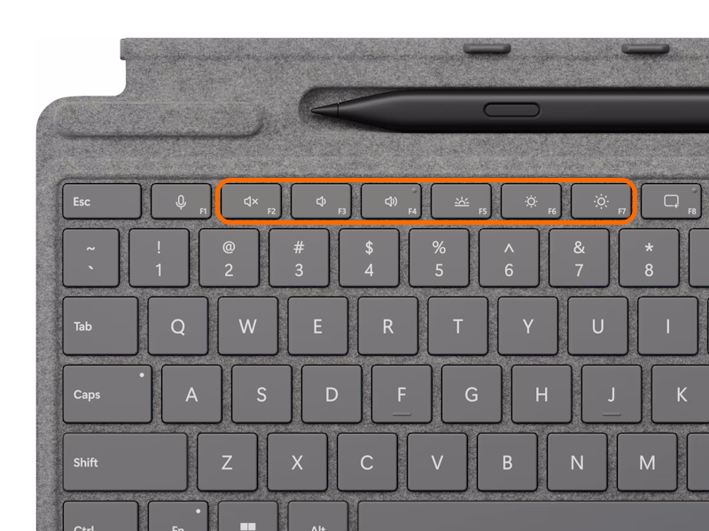 一部のWindows PCはファンクションキー（［F1］～［F12］キー）に特殊な機能が割り当てられている（一例。機能はデバイスによって異なる）