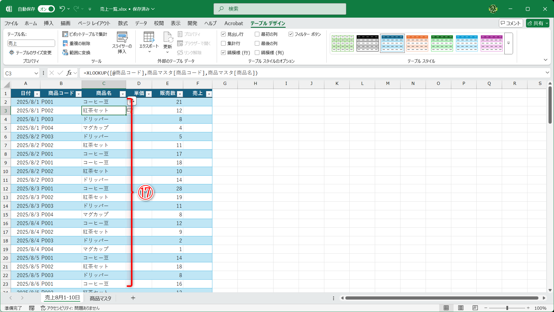 商品名と単価を取得できました（㉕）