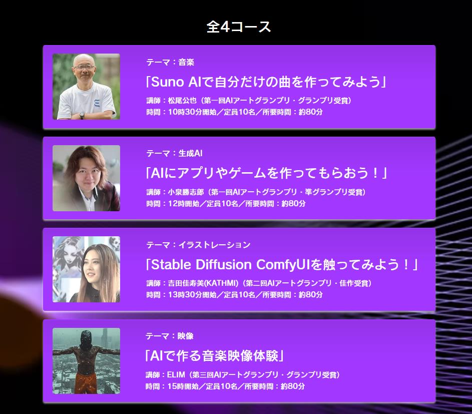 予定されている全4コース