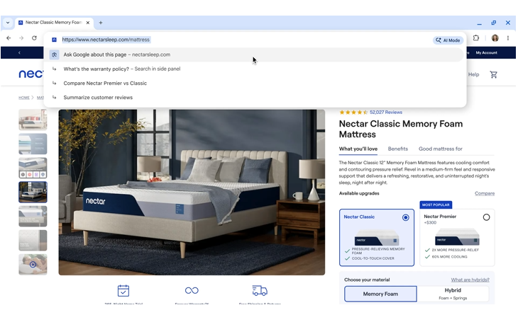 オムニボックスのプロンプト提案をクリックすれば、その結果がサイドパネルに