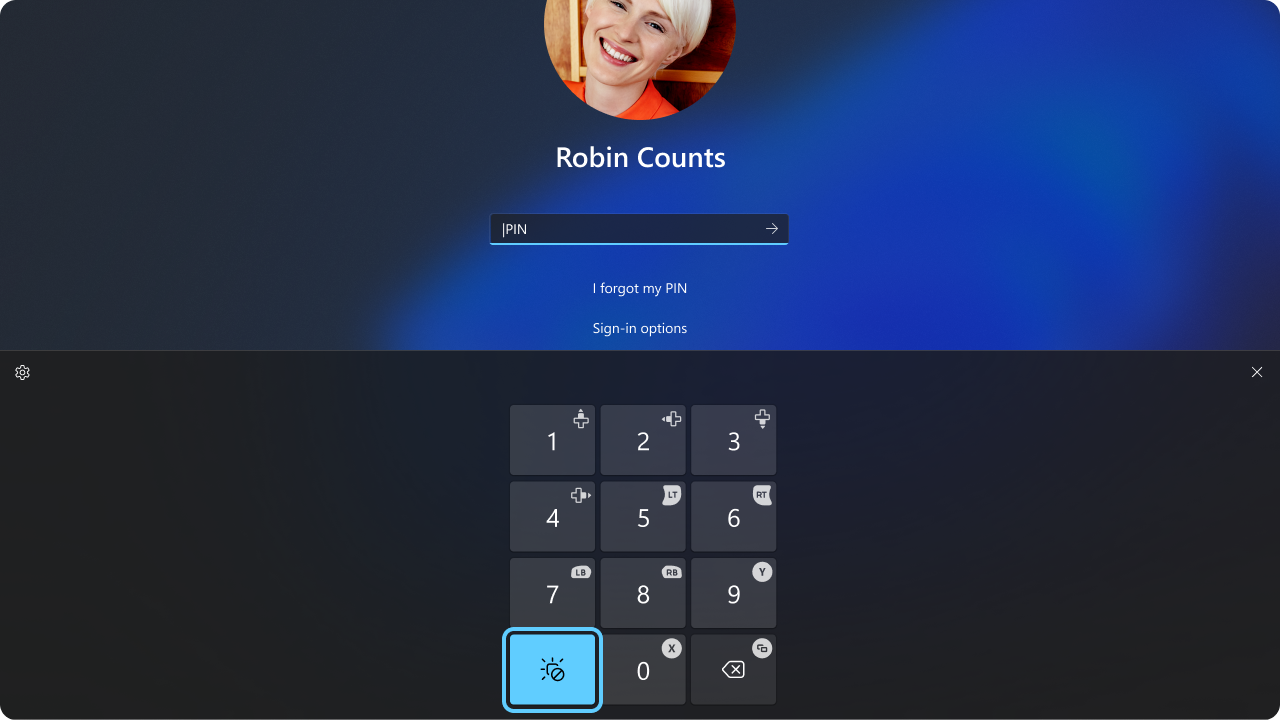 ゲームパッドに最適化されたPIN入力レイアウト