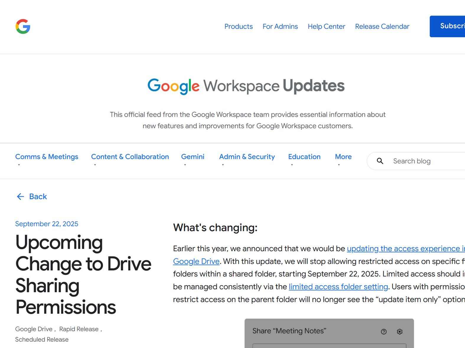 「Google ドライブ」の共有設定が仕様変更