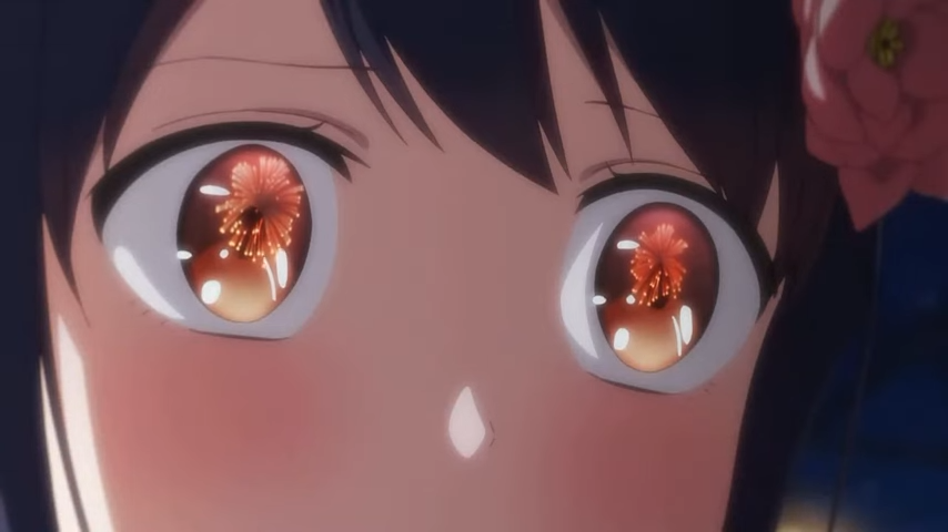 瞳に花火が映るアニメ表現