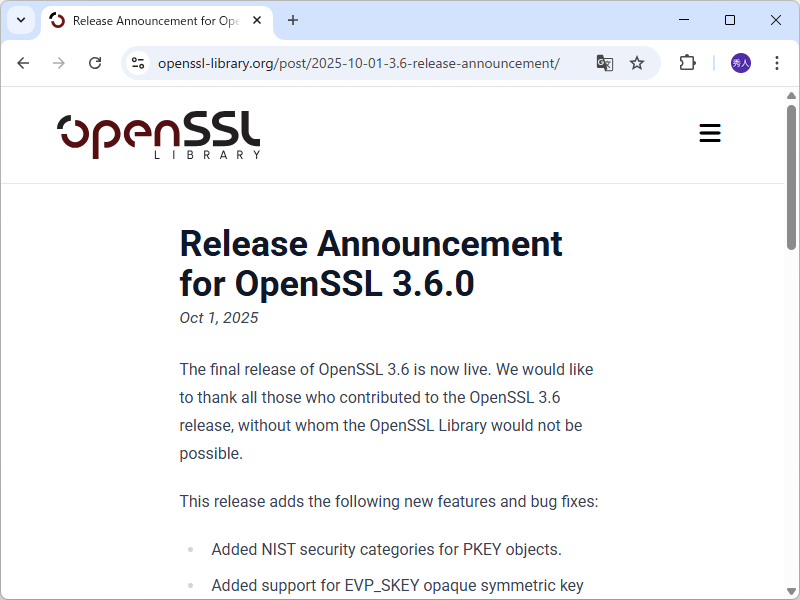 「OpenSSL」プロジェクトの公式ブログ