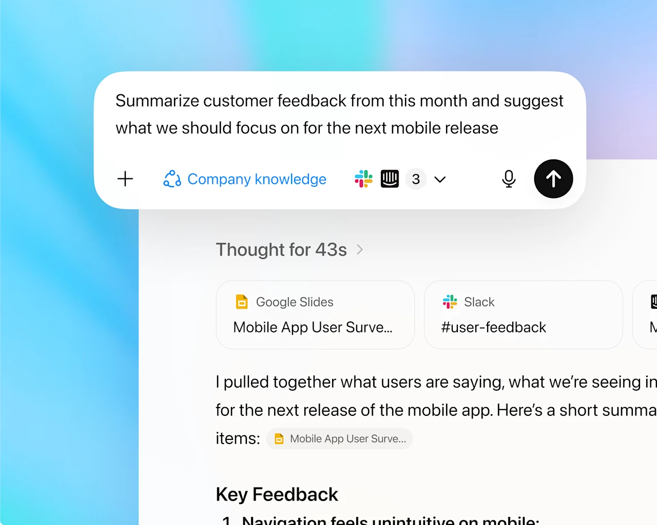 「GPT-5」ベースのAIモデルが複数のソースを横断して検索し、根拠を示しながら正確かつ網羅的に回答