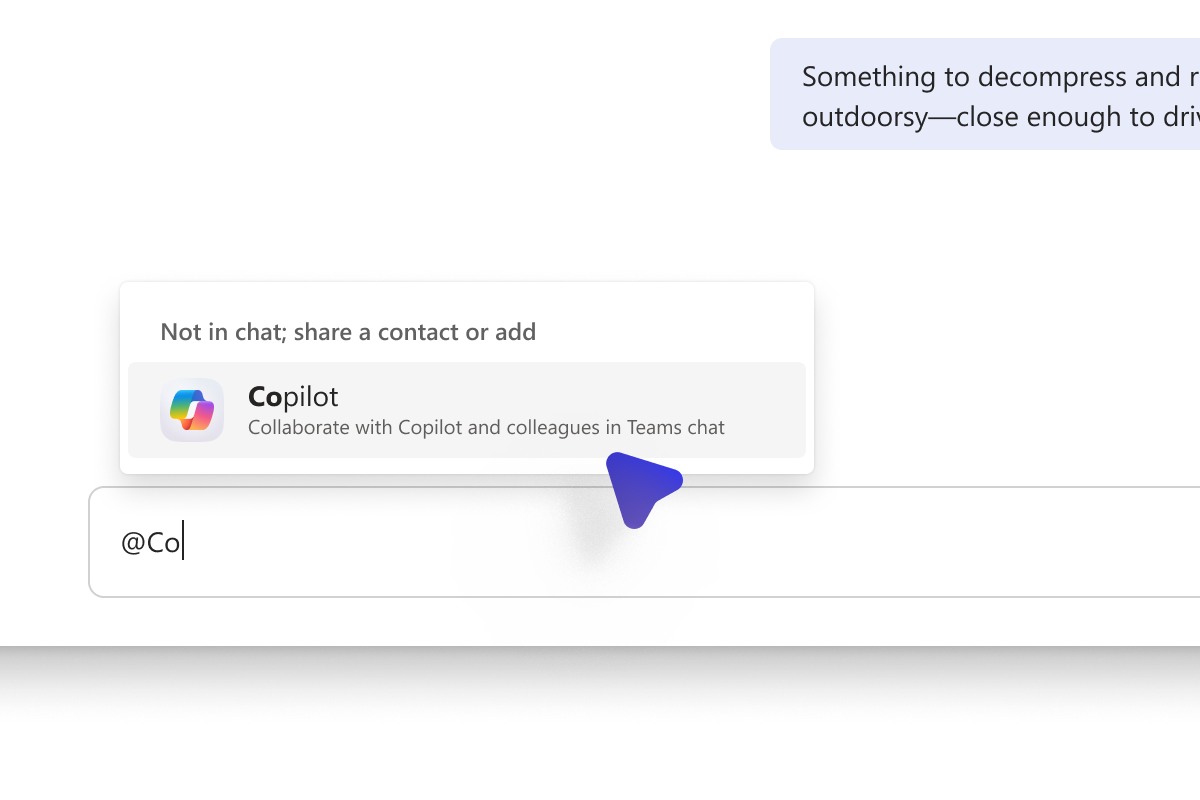既存のチャットに「@copilot」と入力して招待