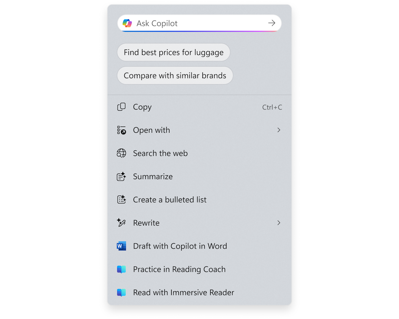 「Copilot プロンプトボックス」（Copilot prompt box）