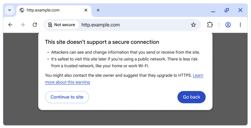 「Google Chrome 154」から「HTTP」サイトには警告