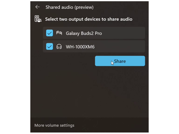 ［クイック設定］パネルに「共有オーディオ」のタイルが現れる