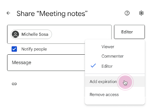 共有ドライブでファイルを共有するときに有効期限を設定する