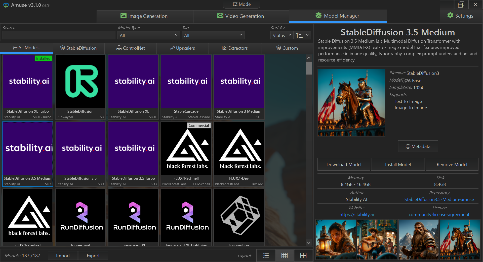 他のモデルを探してダウンロードできる