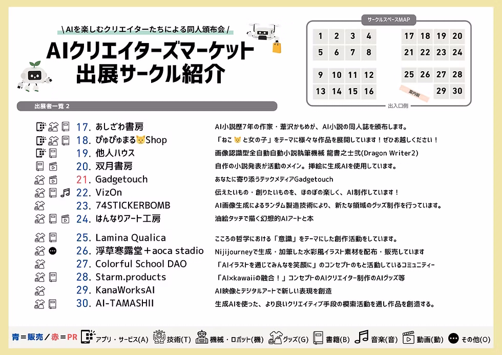 「AIクリエイターズマーケット」出展サークル紹介＆MAP
