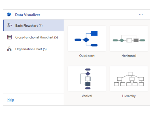 「Visio」のようなフローチャートや組織図といったダイアグラムを「Excel」で作成できる