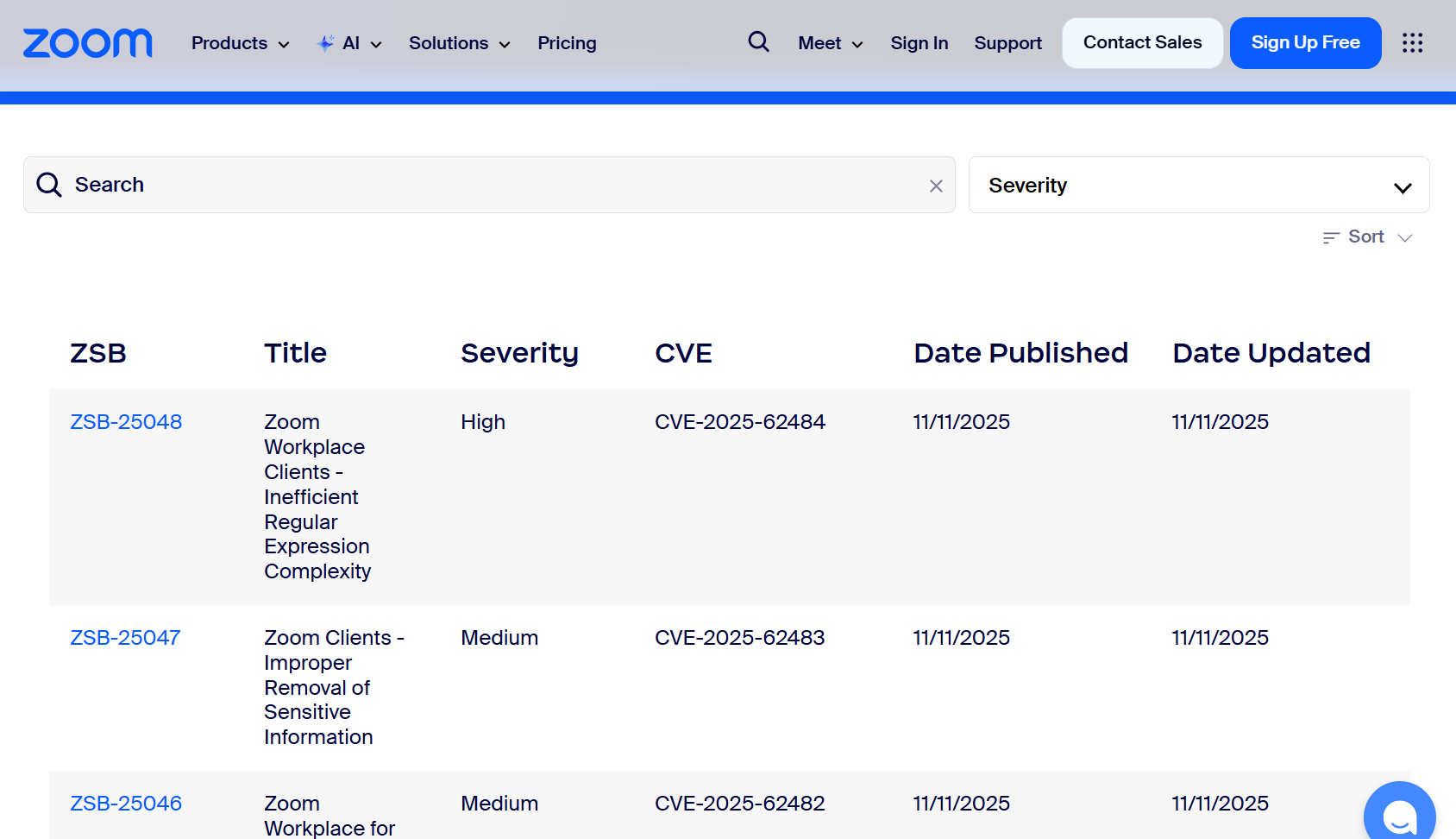 同社のセキュリティ情報ページ