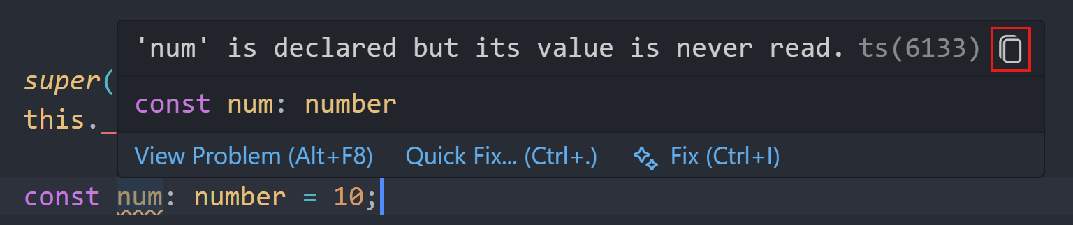 診断ホバーテキストのコピー