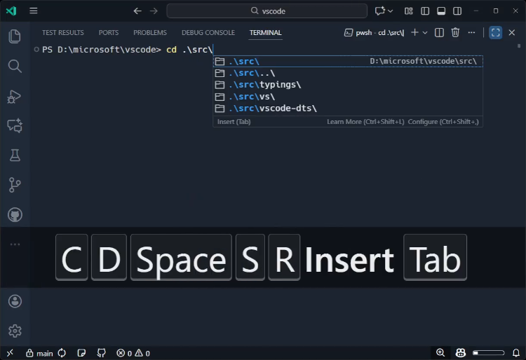 ターミナルの「IntelliSense」機能