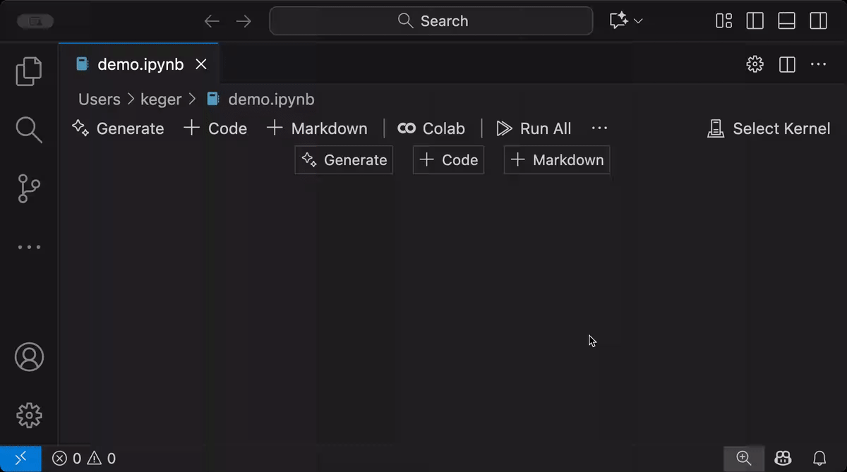 ローカルノートブックが「Colab」ランタイムで動作