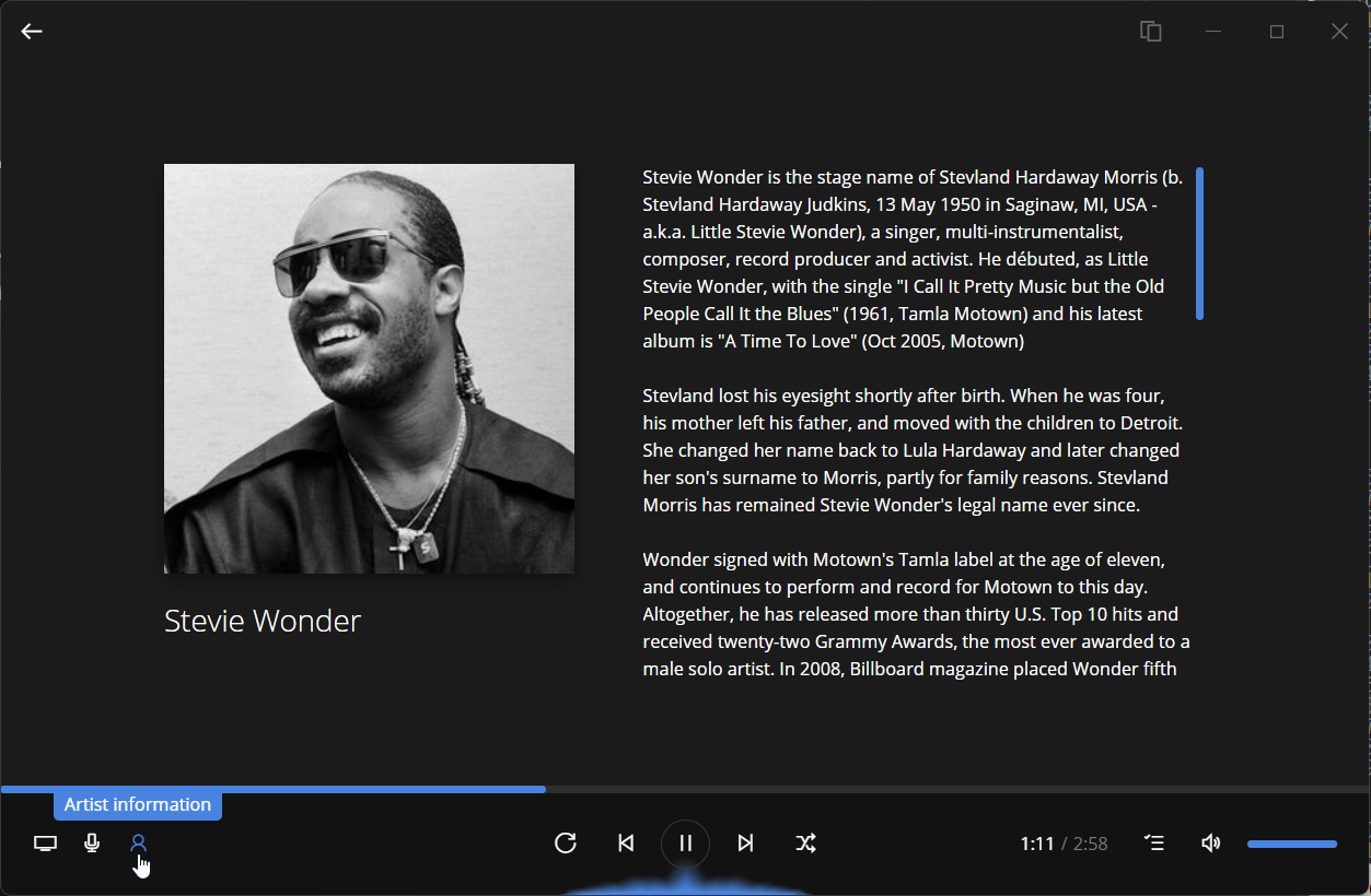 Last.fmからアーティスト情報を取得して表示する機能