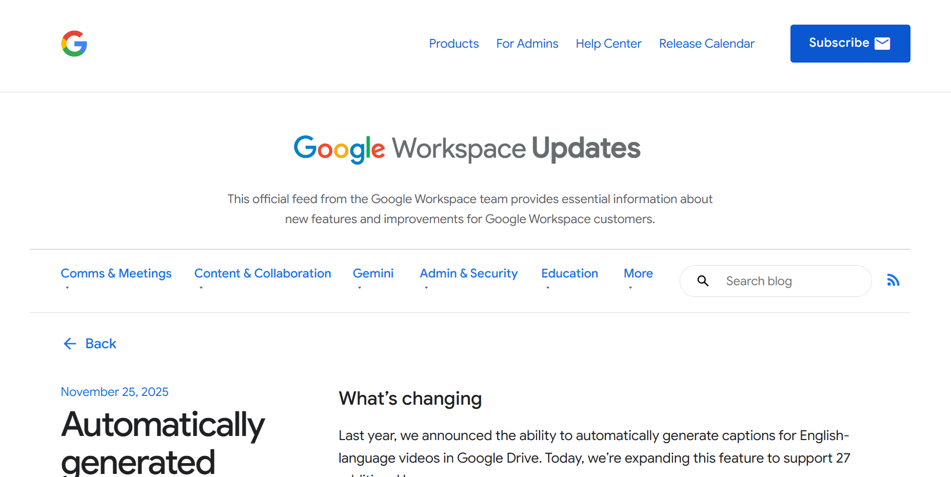 「Google ドライブ」の自動生成字幕機能に複数言語が対応