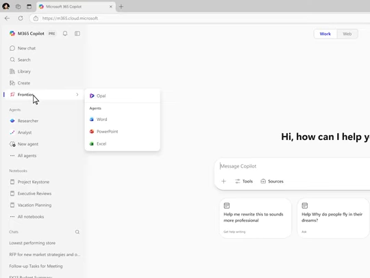 「Microsoft 365 Copilot」にチャット起点の新しい「Word」「Excel」「PowerPoint」エージェント