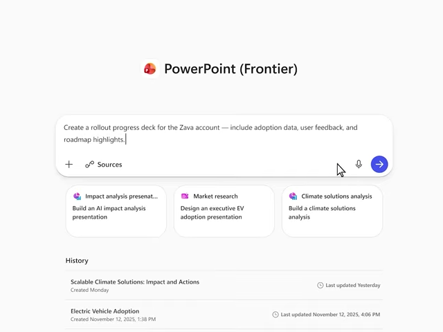 チャットを起点に「Word」、「Excel」、「PowerPoint」のエージェントを実行