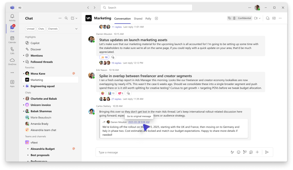 転送されたメッセージに元のチャットへのリンクを付加