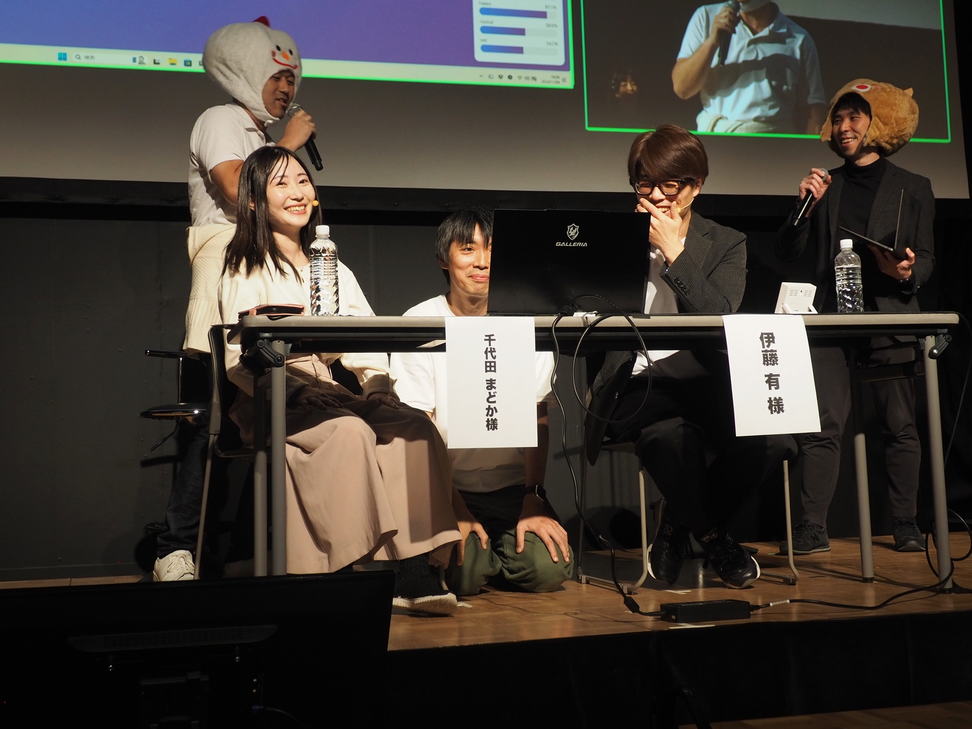 プレゼン時間終了後にメンバー二人がかぶり物をかぶって寸劇をやっていた