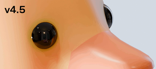 v4.5とv5.0のGif動画による比較。少し判りづらいが、目の周囲の暗い部分が消えている