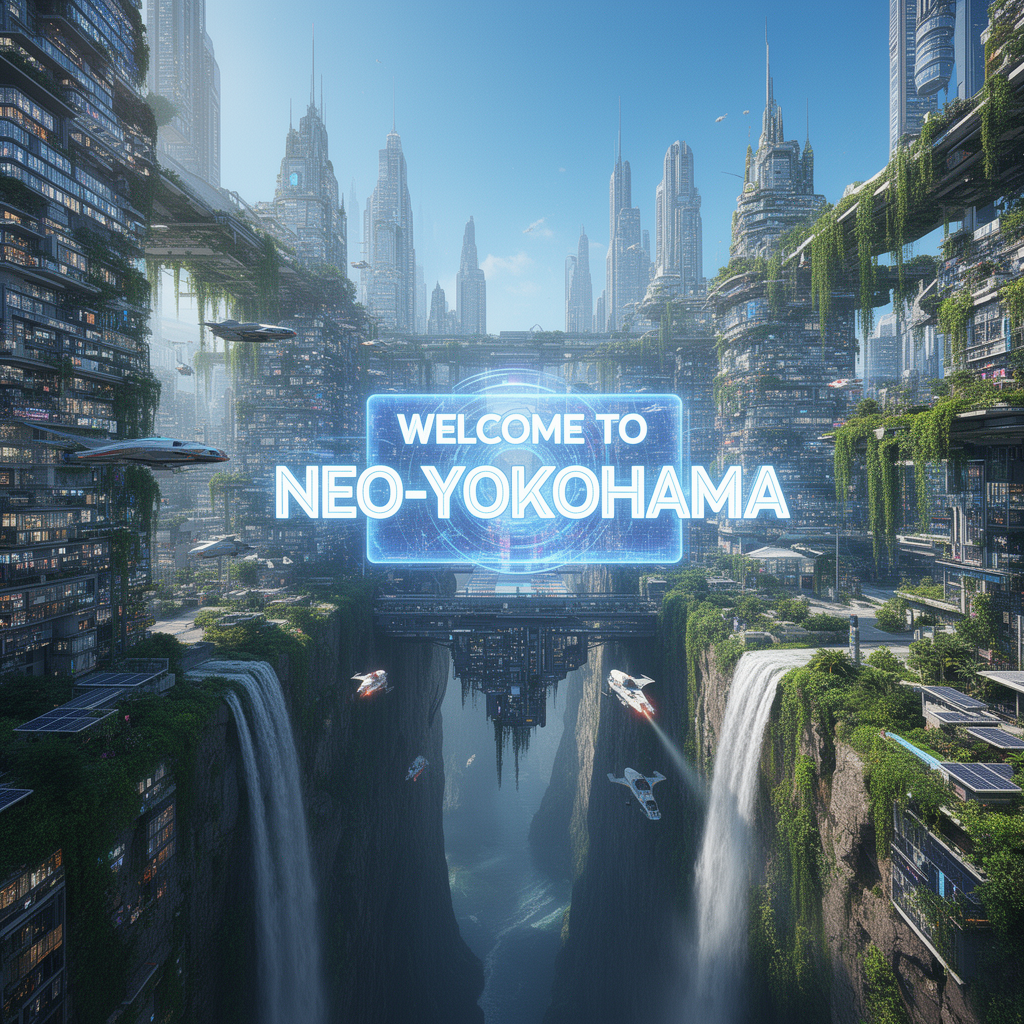 生成されたソーラーパンク都市のパノラマビュー