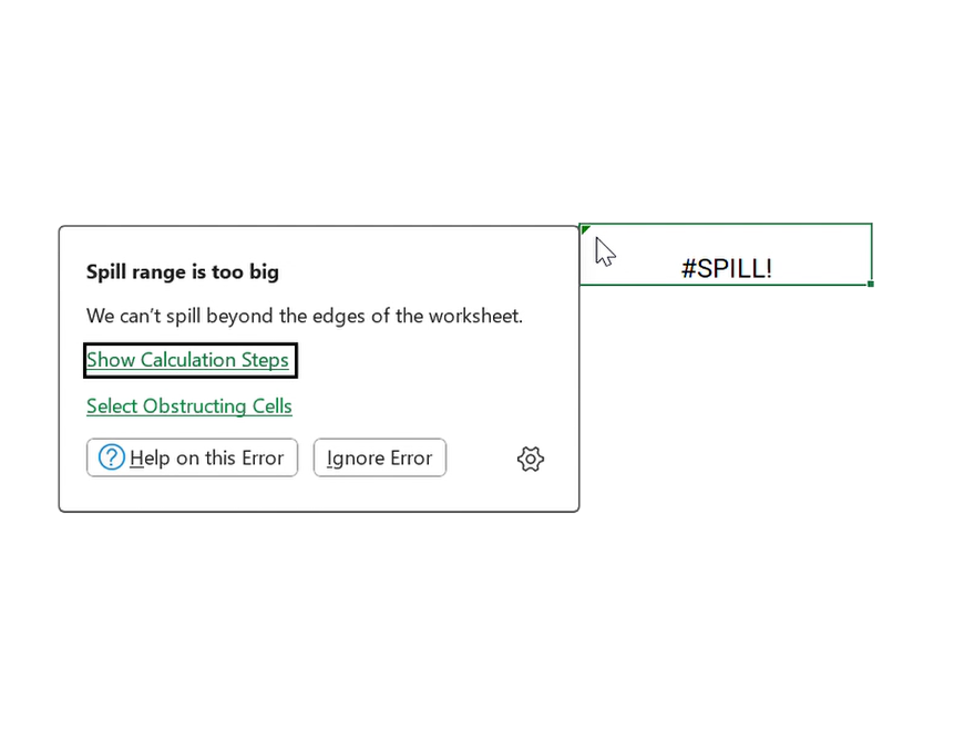 「#SPILL!」のエラーカード