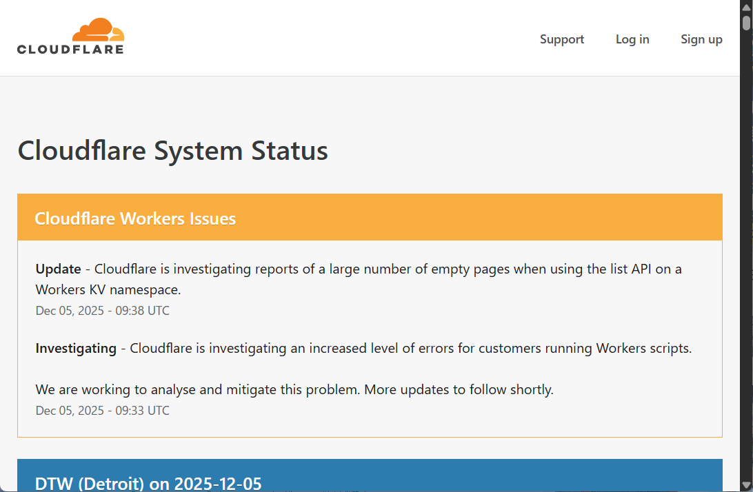 「Cloudflare」に再び障害