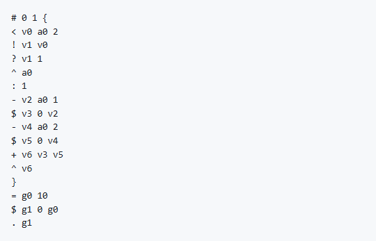 10番目のフィボナッチ数を求めるコード
