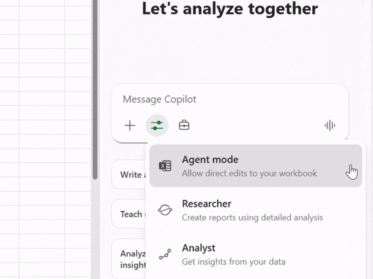 「Microsoft Excel」のエージェントモード、Web版で一般提供開始