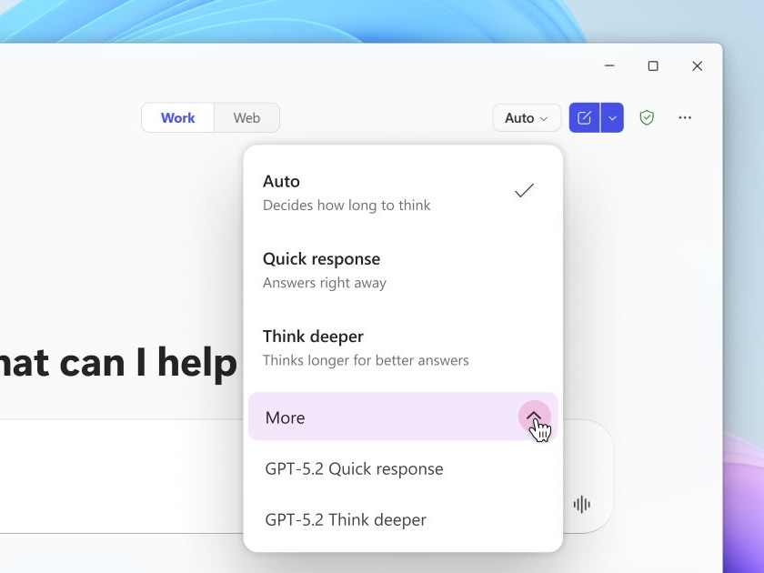 「Microsoft 365 Copilot」および「Microsoft Copilot Studio」でも同日より「GPT‑5.2」（Instant、Thinking）が提供